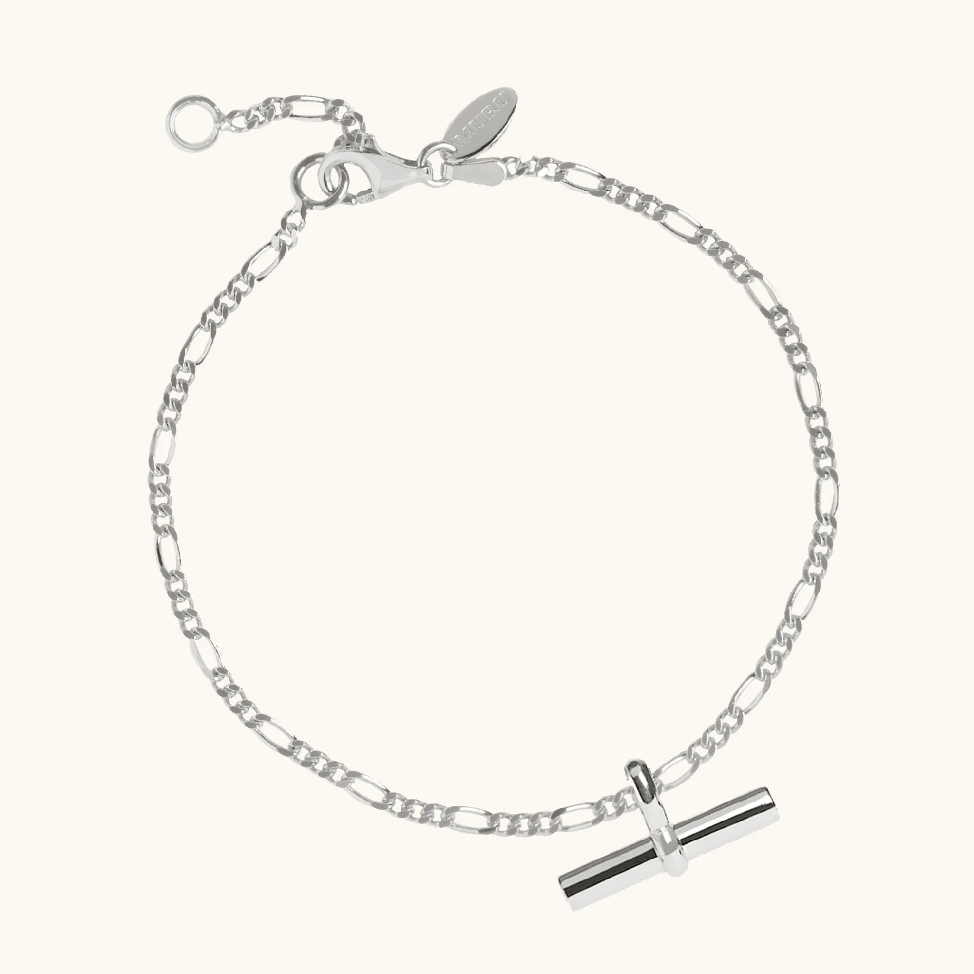 T-Bar Figaro Chain Bracelet Silver