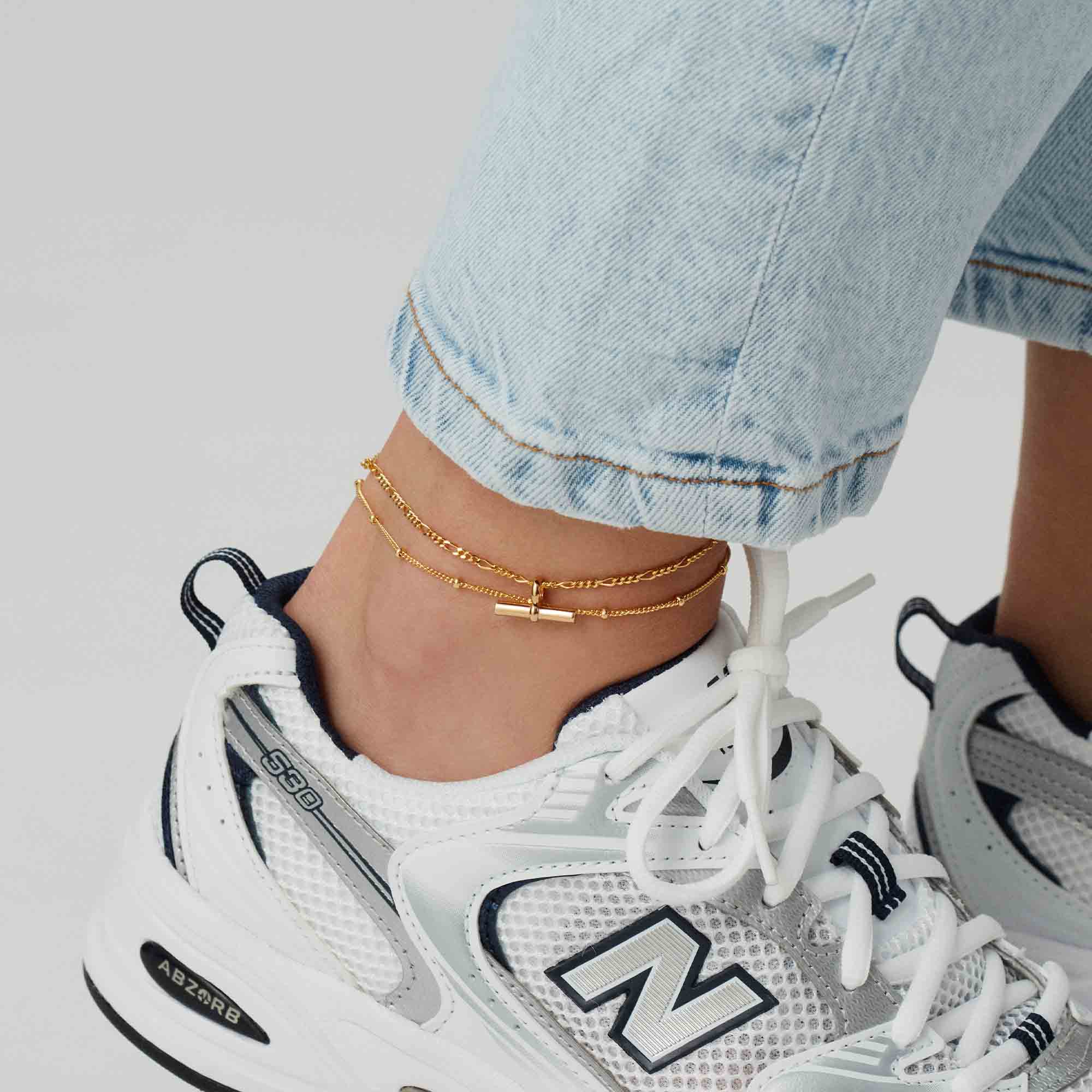 T-Bar Figaro Chain Bracelet Silver - Image 3