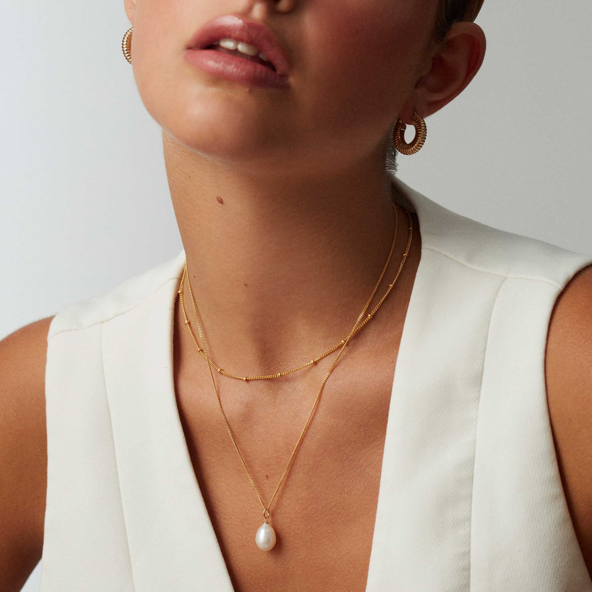 Freshwater Pearl Necklace Silver - Image 3