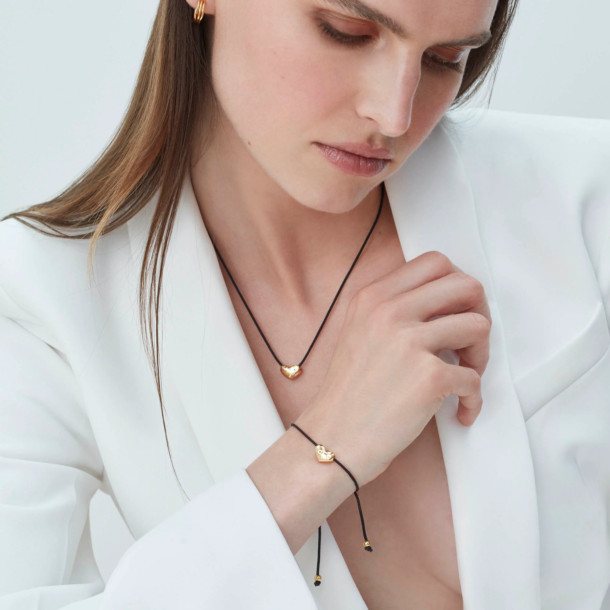 Heart Cord Necklace Silver - Image 5