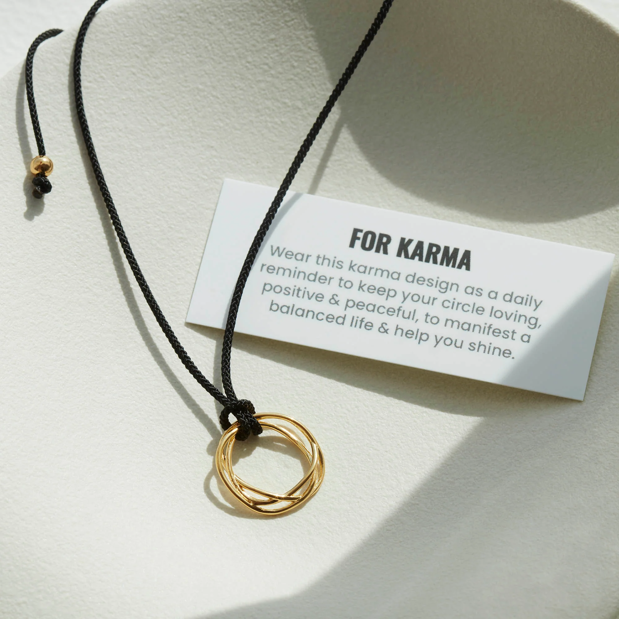 Karma Circle Cord Necklace Gold - Image 4