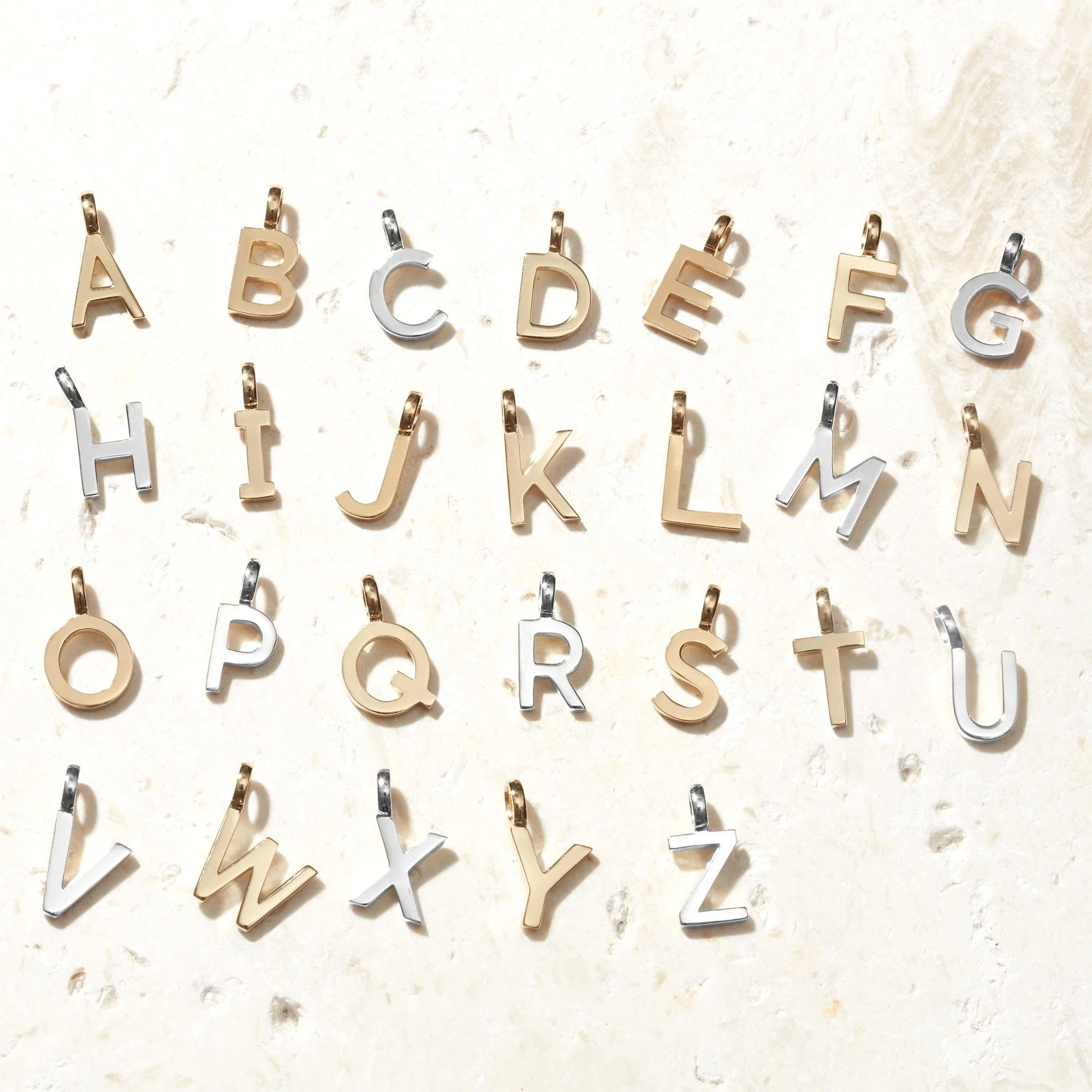 Letter Necklace with Bead Chain Gold - Image 4