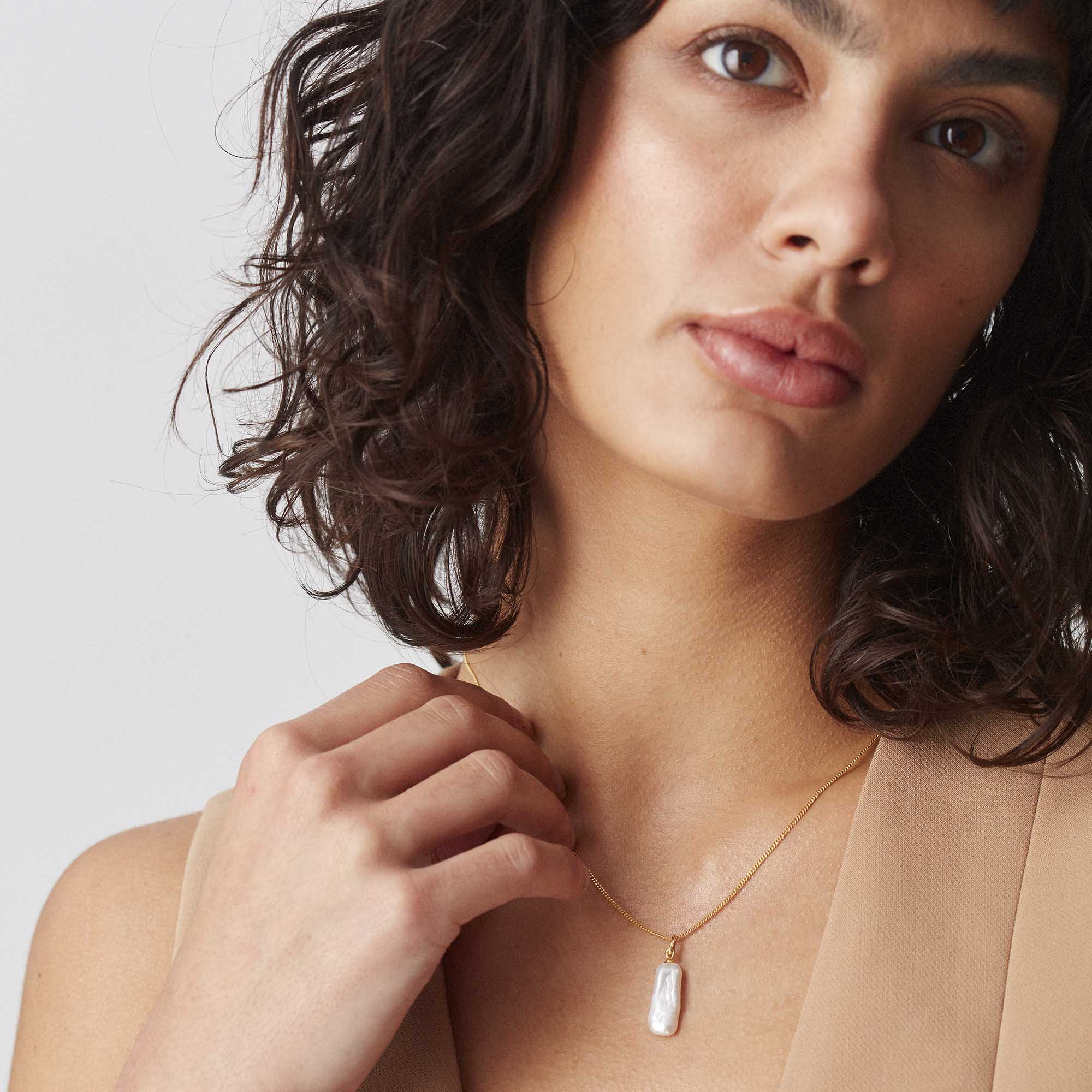 Long Pearl Necklace Silver - Image 2