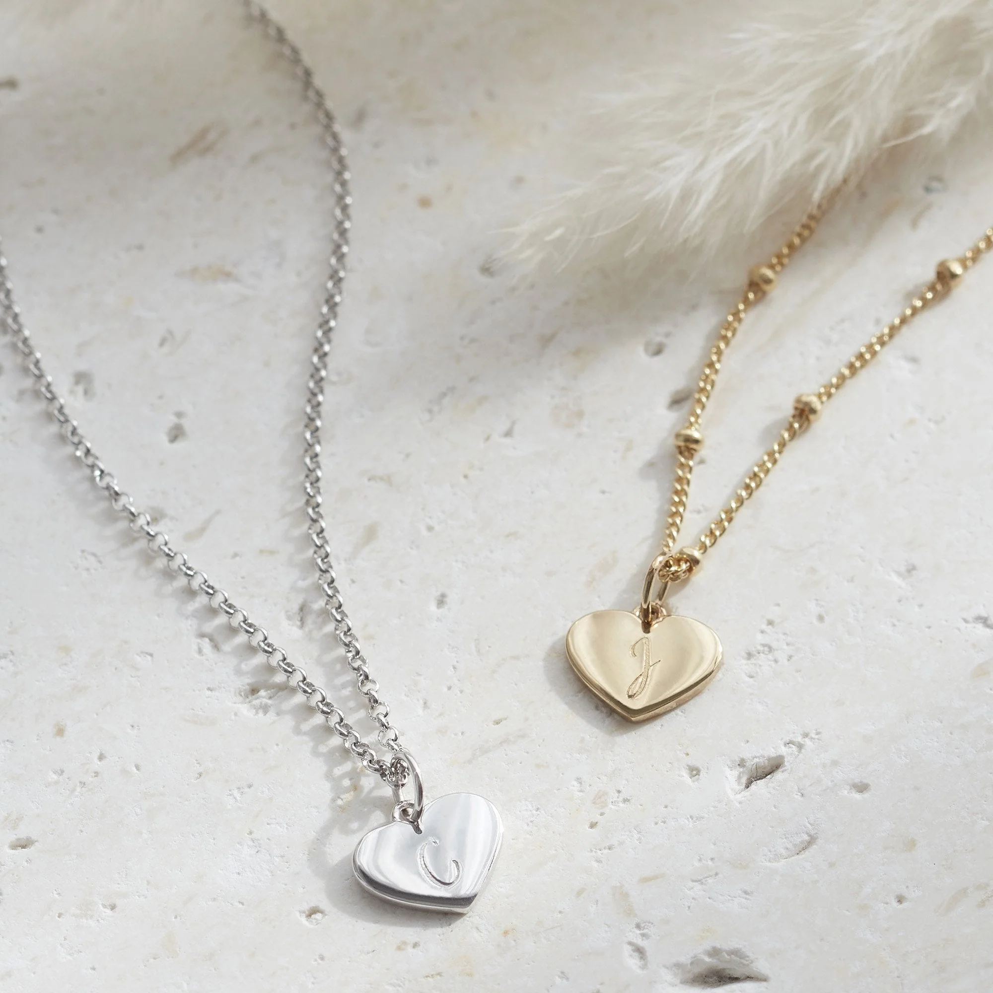 Heart Necklace In Silver With Bead Chain - Image 4