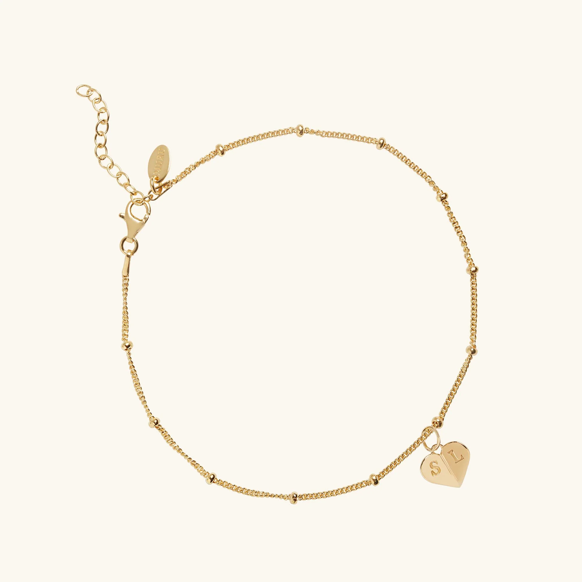 Mini Heart Initial Anklet Gold