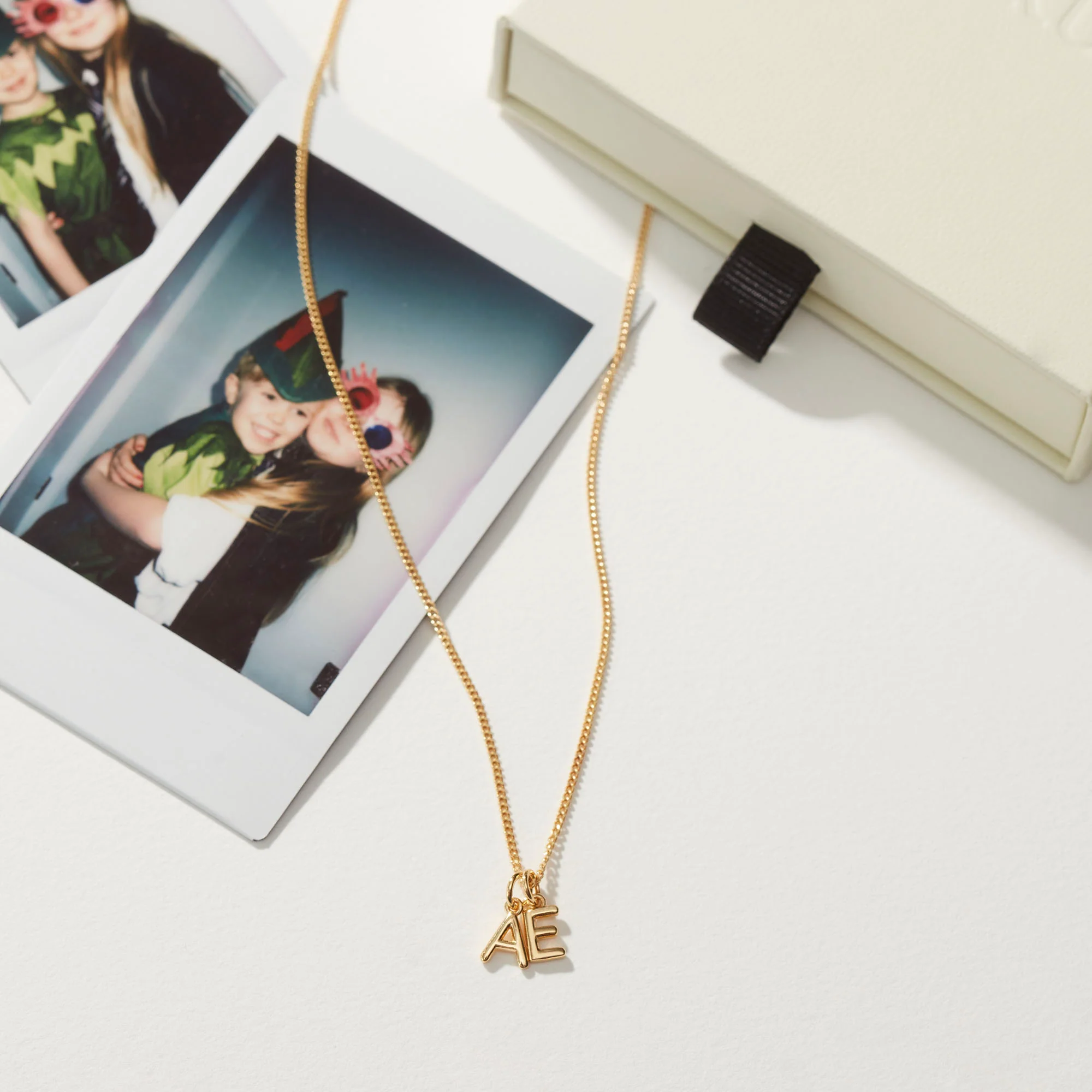 Mini Double Letter Necklace Gold - Image 3