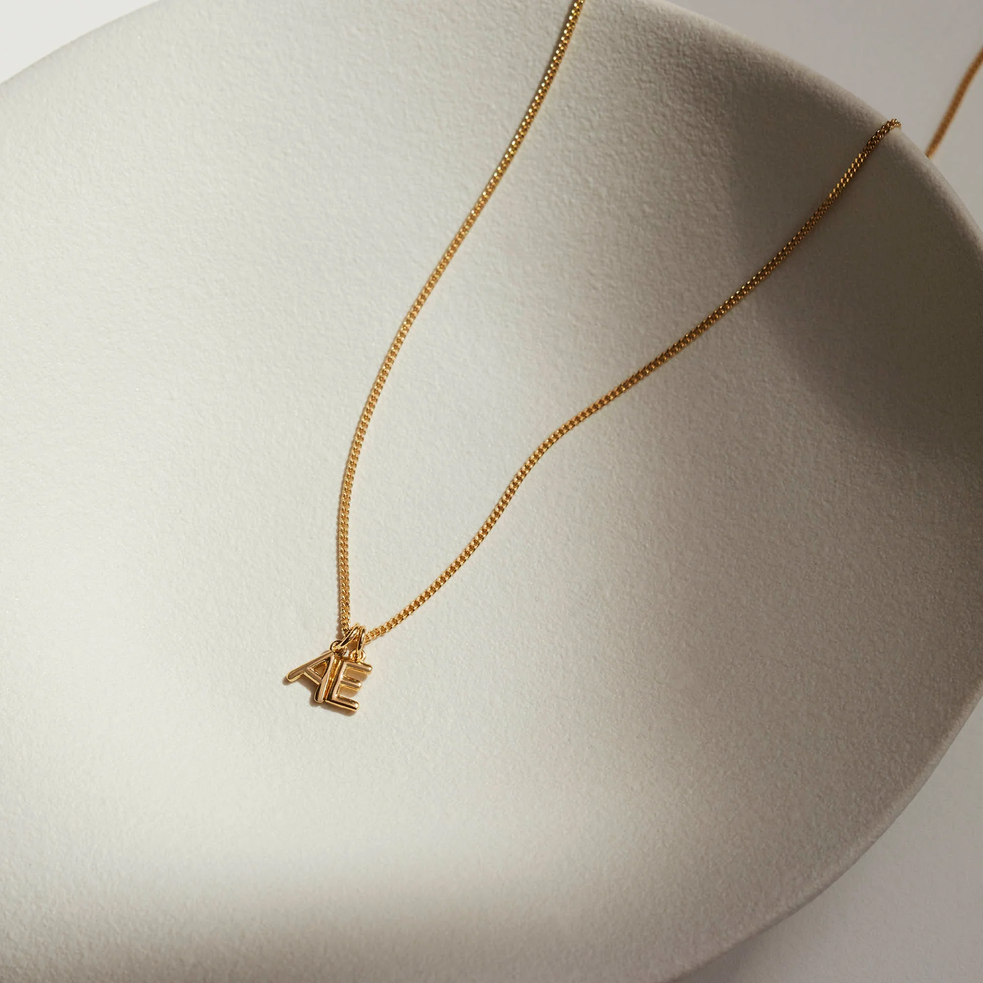 Mini Double Letter Necklace Gold - Image 7