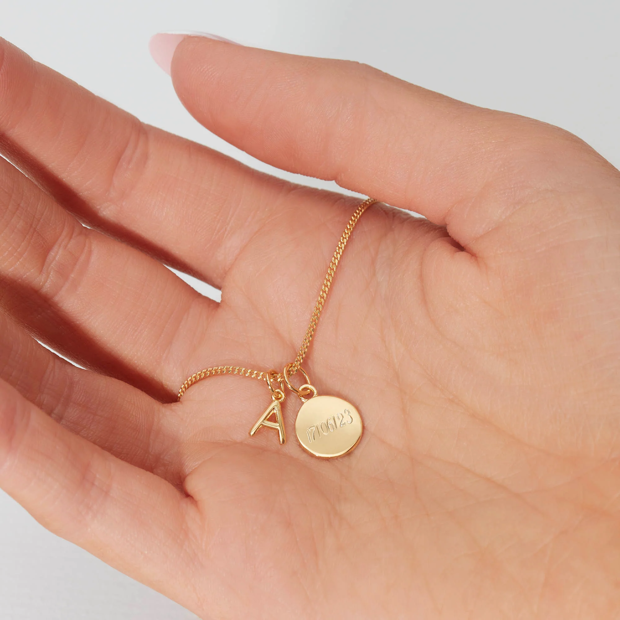 Personalised Disc & Letter Necklace Silver - Image 3