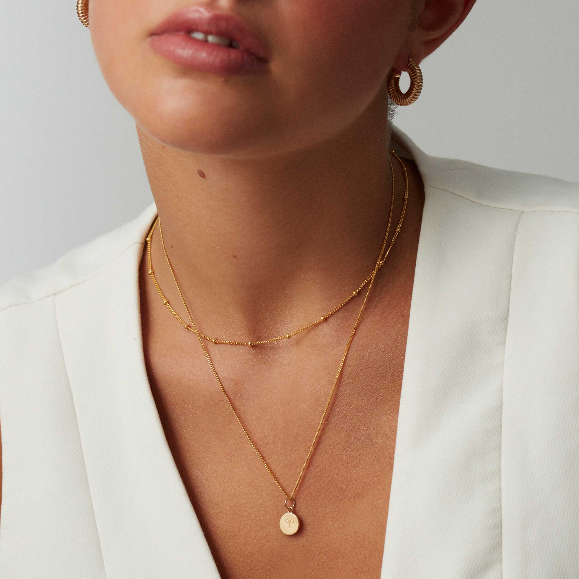 Gold Zodiac Disc Necklace With Curb Chain - Image 2