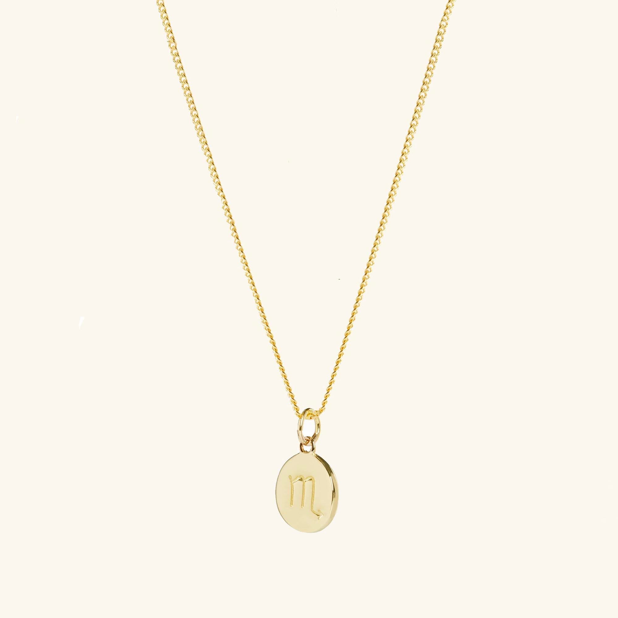 Gold Zodiac Disc Necklace With Curb Chain - Image 3