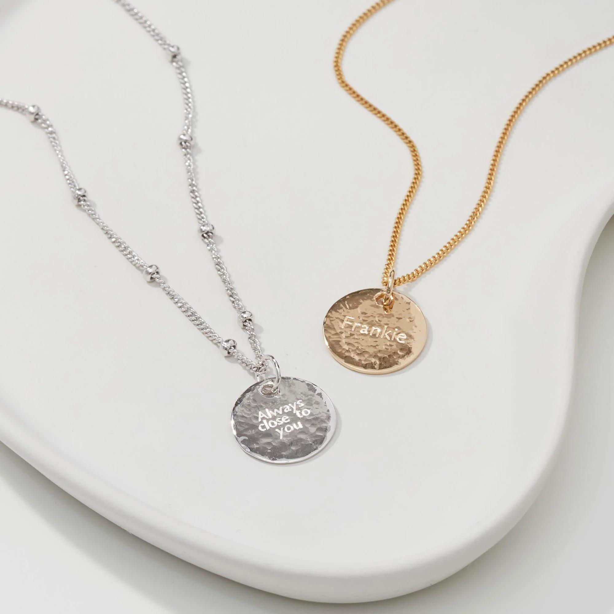 Personalised Hammered Necklace Silver - Image 3
