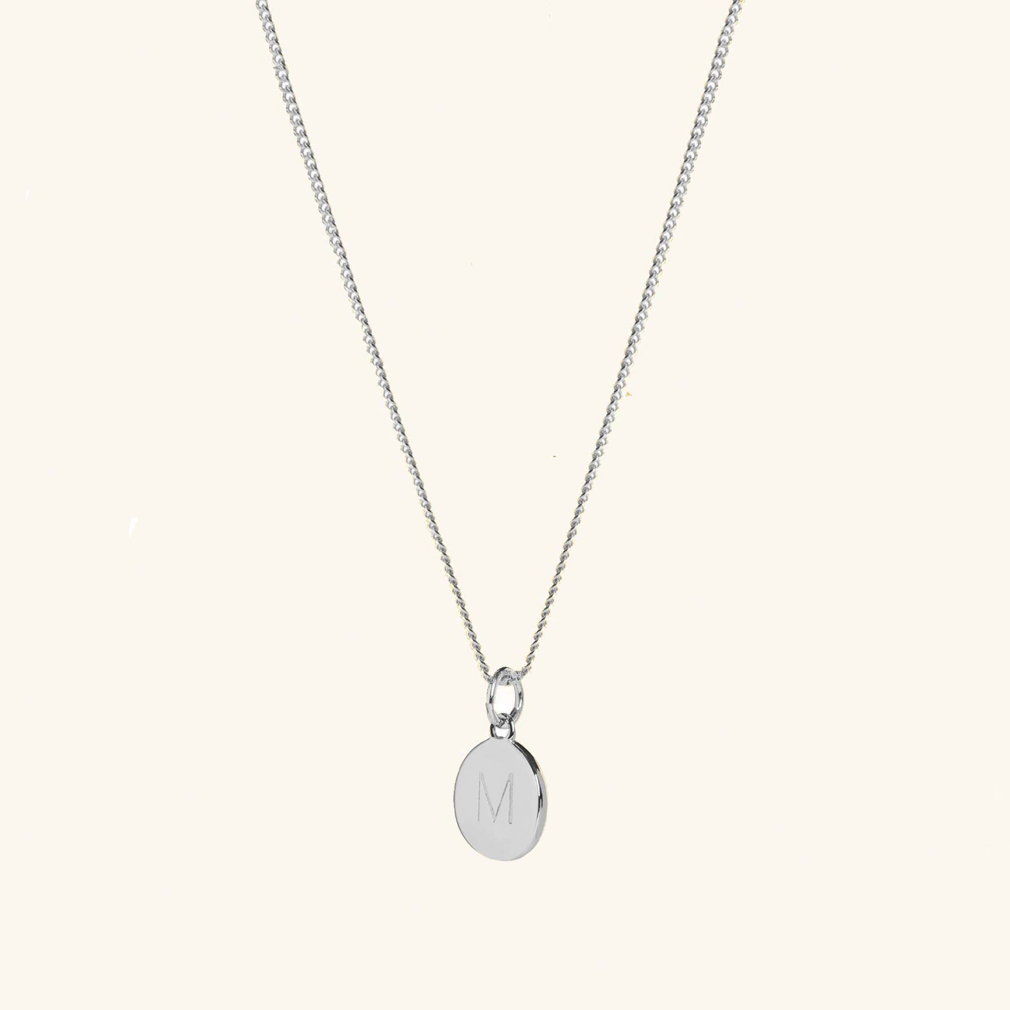 Initial Disc Necklace in Silver With Curb Chain - Image 3
