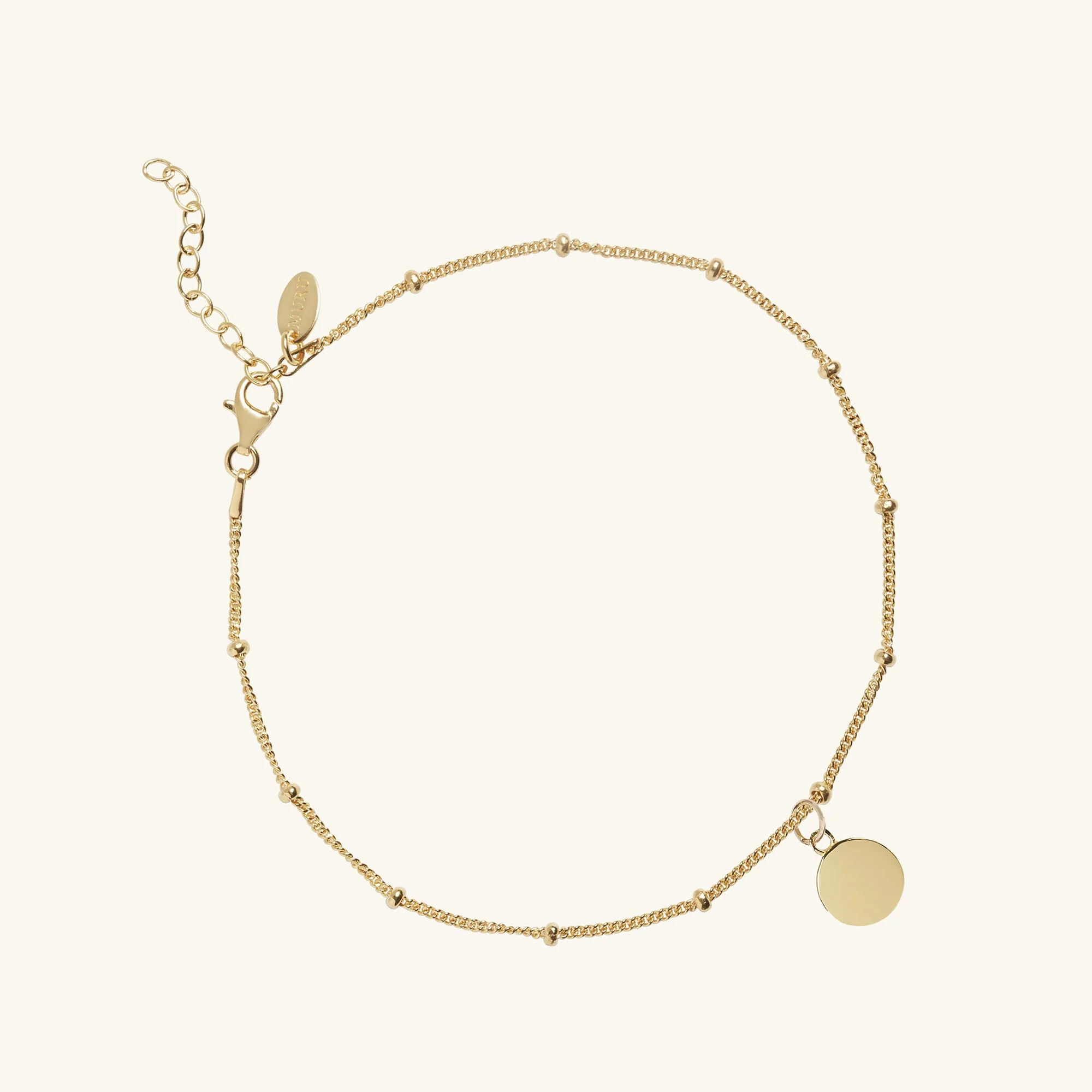 Mini Disc Initial Anklet Gold