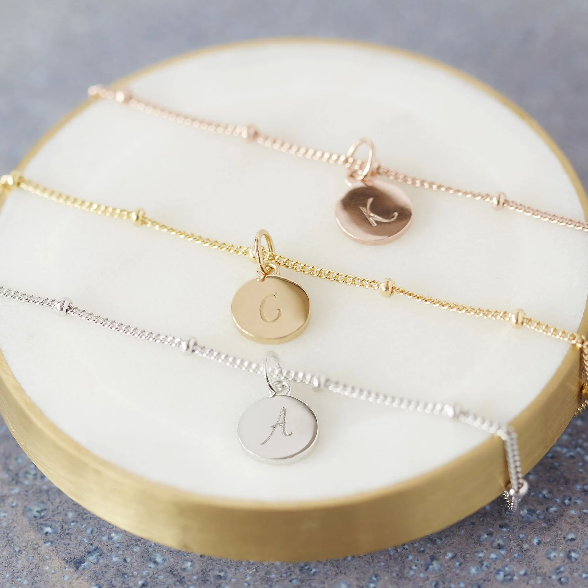 Mini Disc Initial Anklet Gold - Image 5