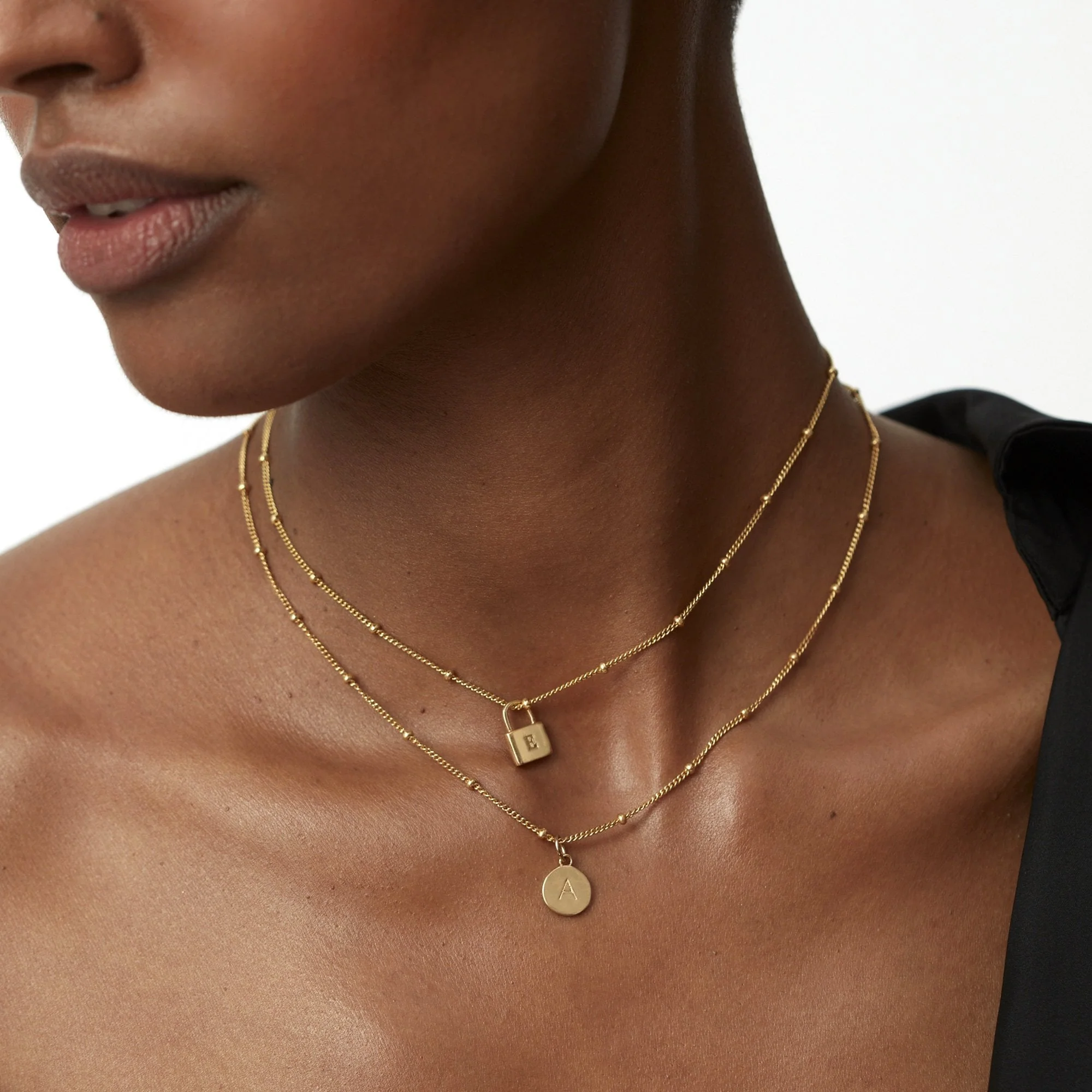 Mini Disc Necklace in Silver With Bead Chain - Image 3