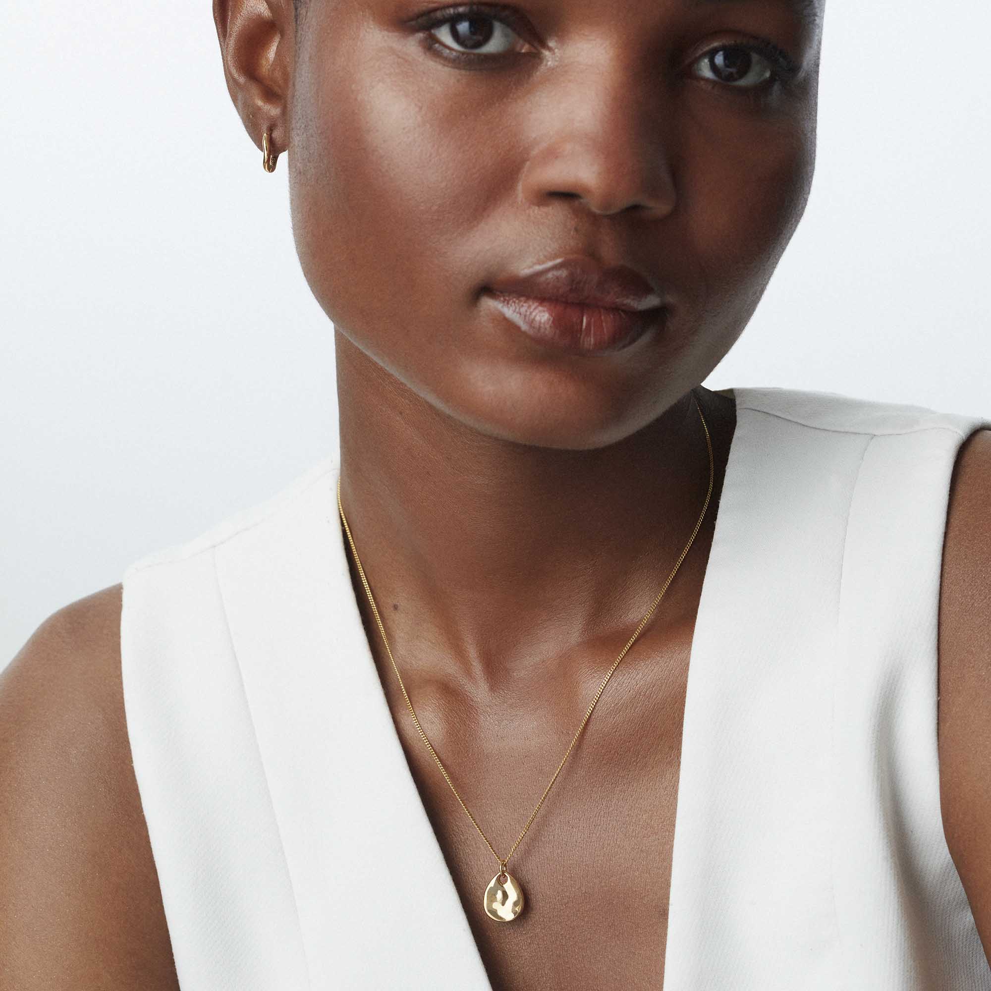 Ripple Tear Drop Pendant Gold - Image 2
