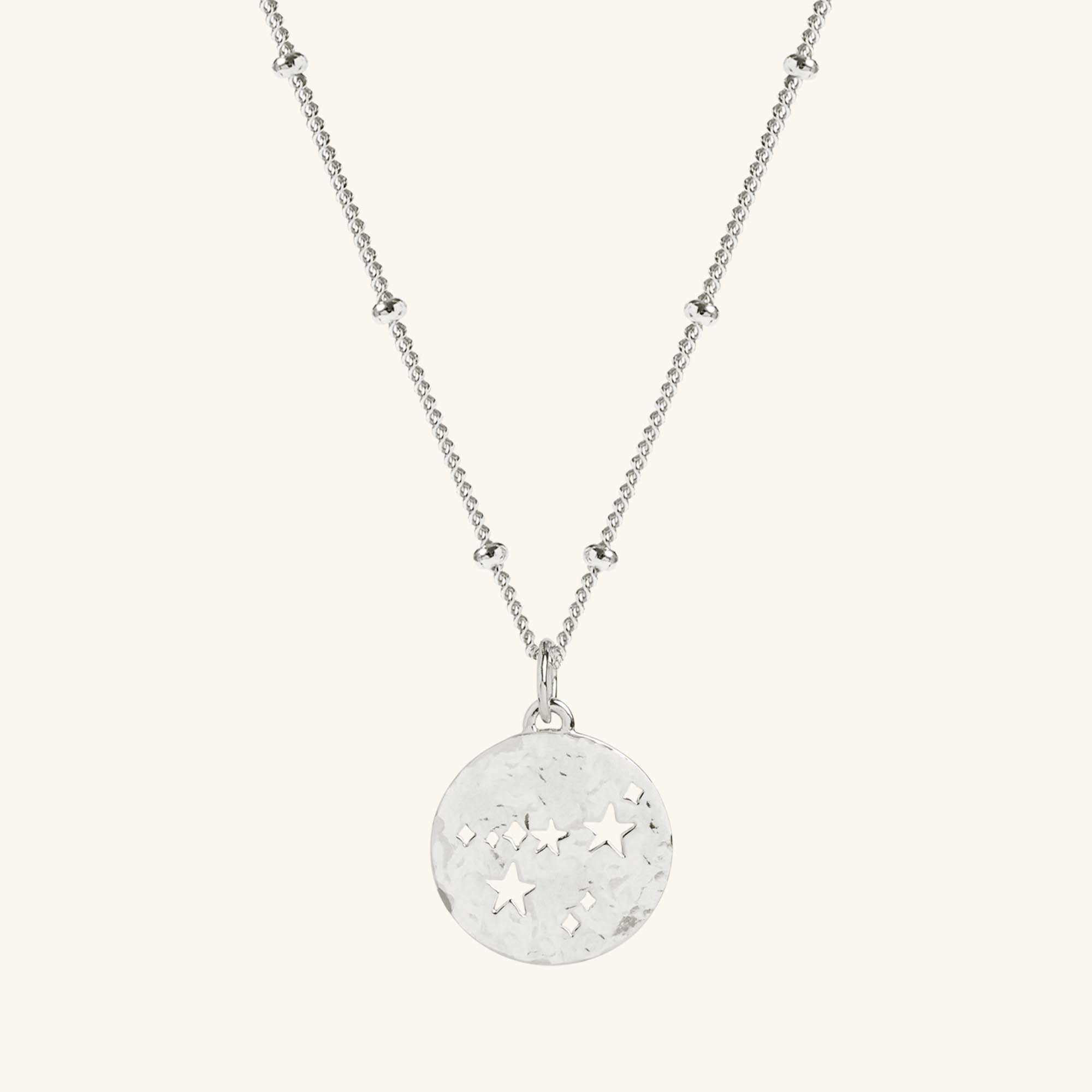 Capricorn Zodiac Necklace Hammered Silver - Image 4