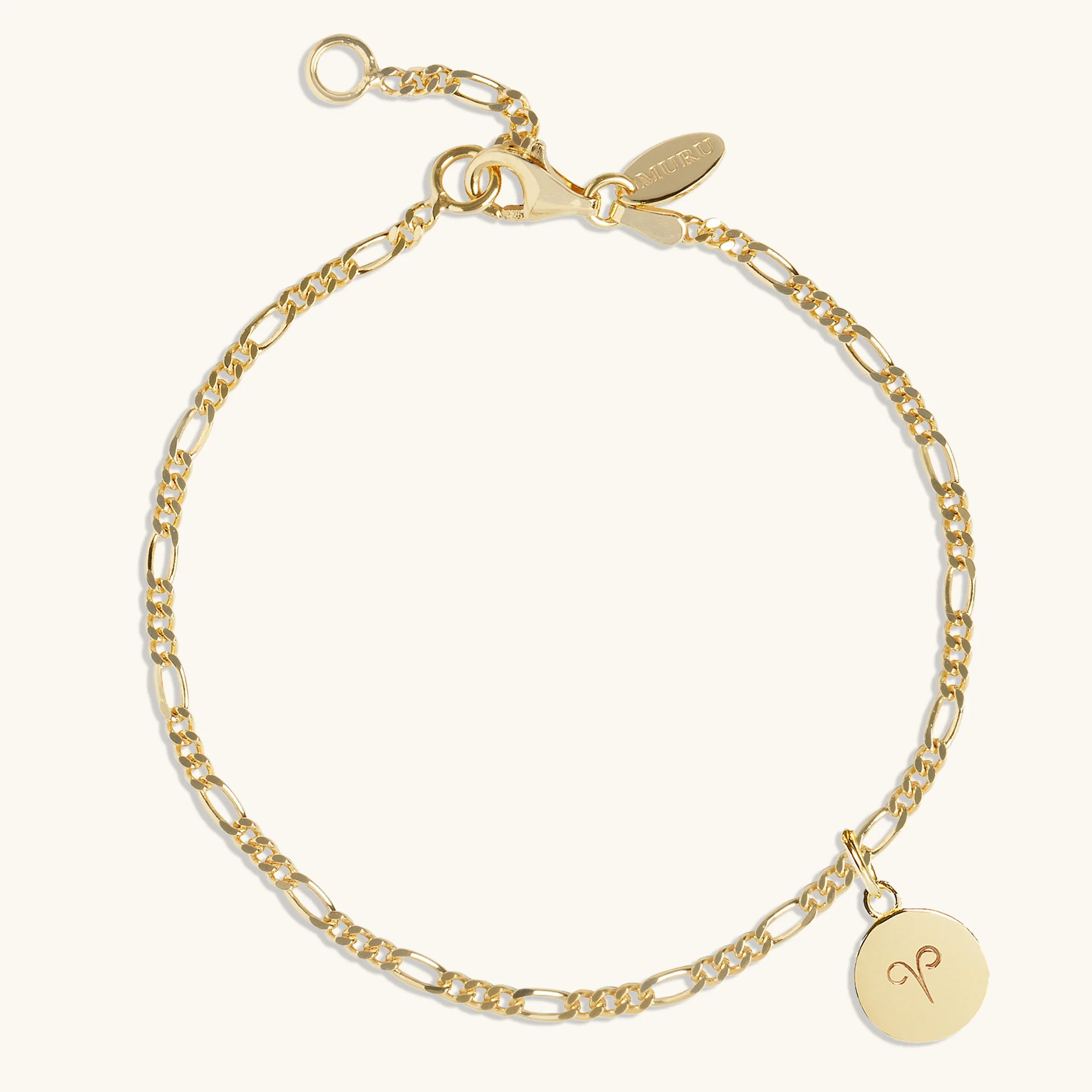 Zodiac Sign Figaro Chain Bracelet Gold