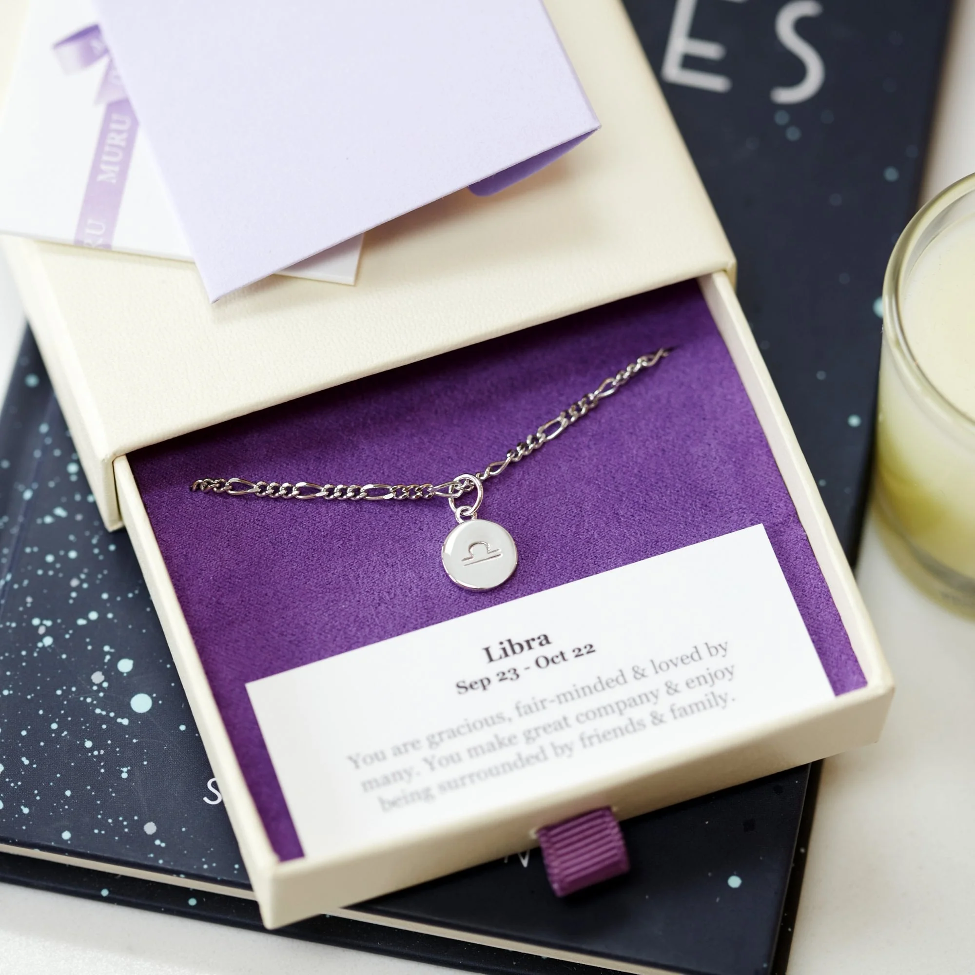 Zodiac Sign Figaro Chain Bracelet Gold - Image 3
