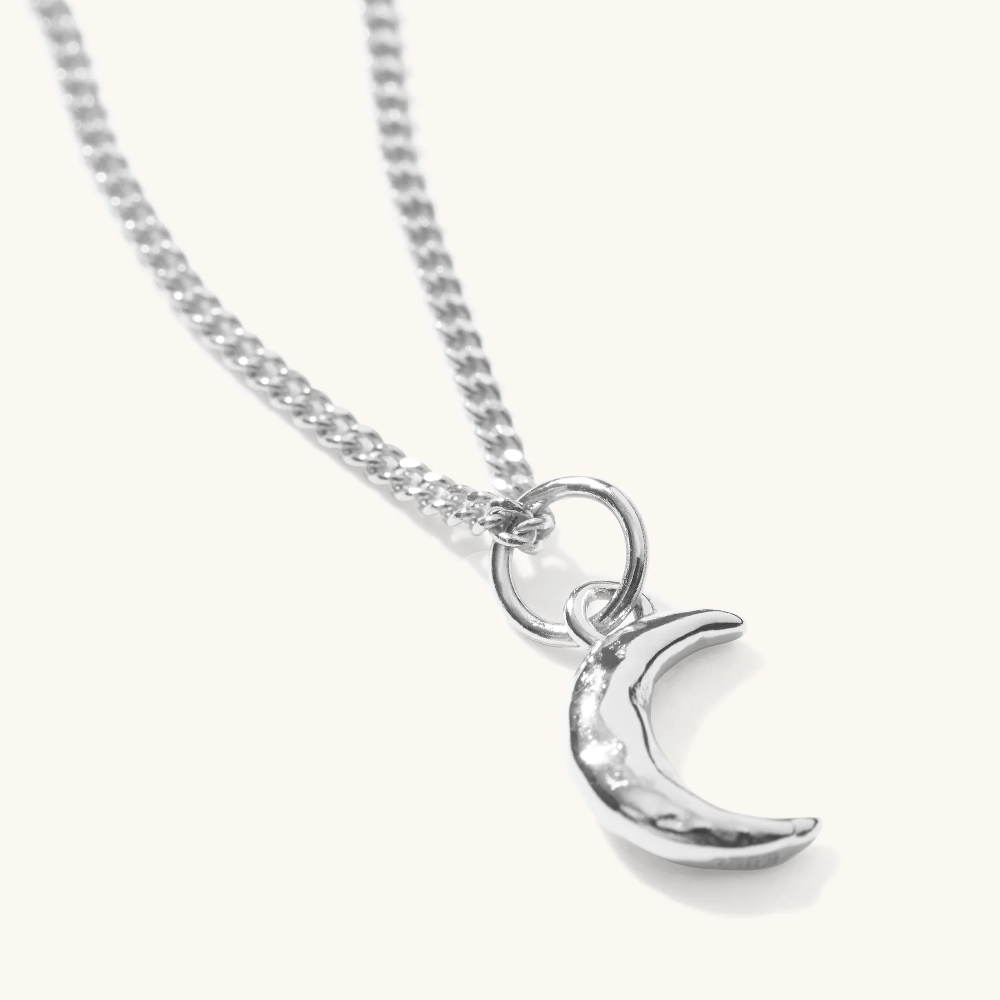Tiny Moon Necklace Silver