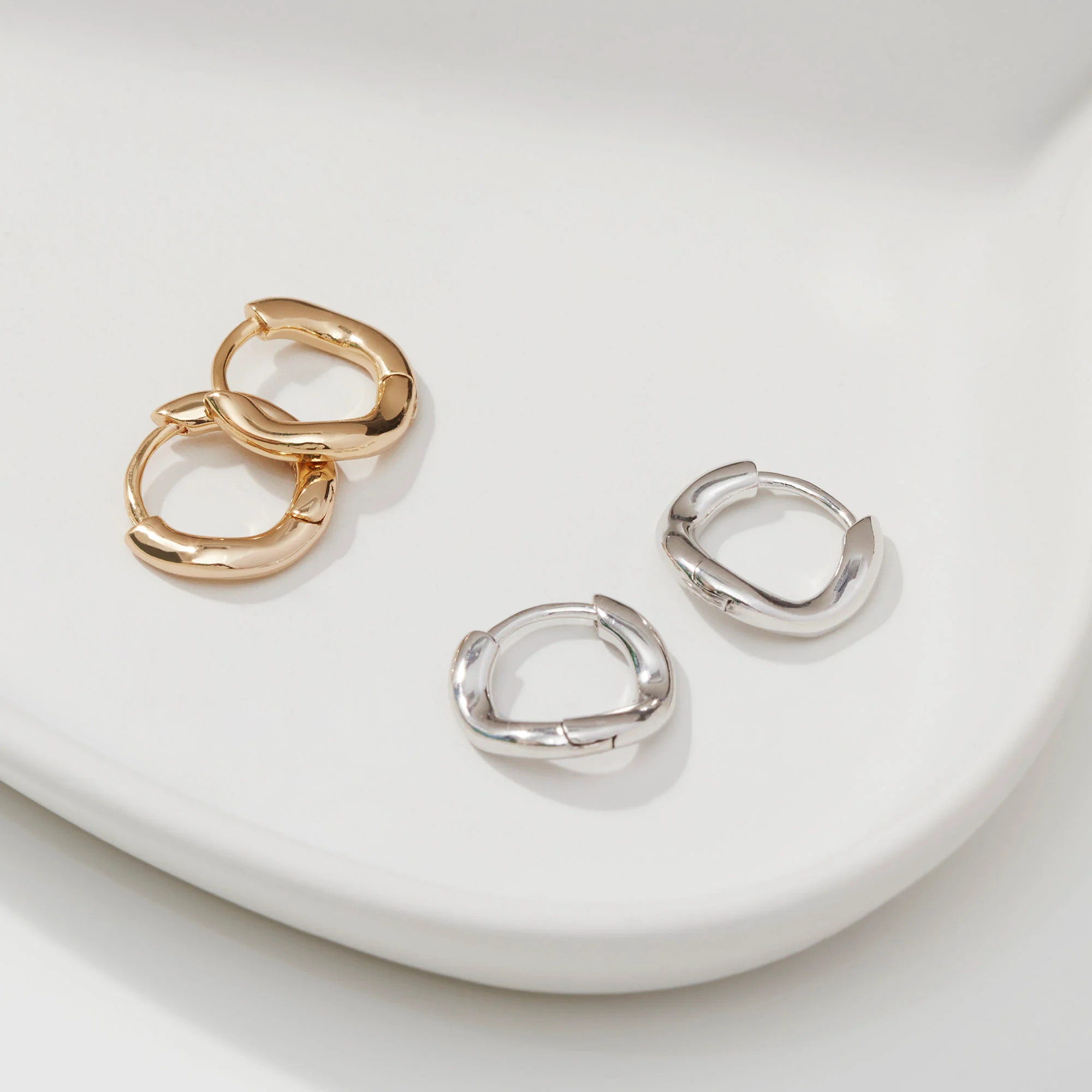 Ripple Hoop Earrings Silver - Image 3